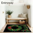 thumbnail image 3 of ODIKA 2'x3' Machine Washable Non-Slip Area Rug, Holiday Wreath Embroidery Crochet Yarn Kit Special Shape Cushion Cover High Traffic Rug with Pad, Red, 647903, 3 of 8