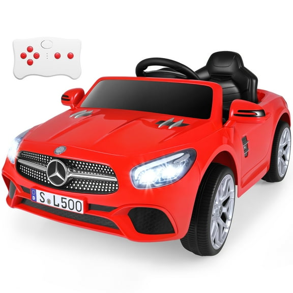 OLAKIDS 12V Electric Kids Ride on Car, Licensed Mercedes Benz SL500 Toy Car with Remote Control, MP3 Plug, USB, 2 Speeds, LED Lights, Battery Powered Toy Vehicle for Toddler Children (Red)