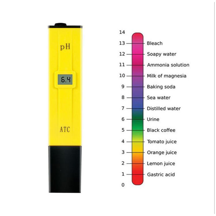 Digital PH Meter Hydroponics Swimming Pools Yellow PH Meter 0.01 Resolution Pocket Size Water Quality Tester with ATC 0-14 pH Measurement Range for Household Drinking Water Aquarium 