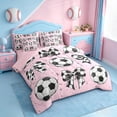 thumbnail image 2 of Erosebridal Cute Coquette Bowknot 7-Piece Twin Bedding Sets,Soccer Sport Football Games Bedding Comforter Set For Kids Girls,Reversible pink, 2 of 7