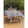 thumbnail image 3 of Outdoor Table Cloth with Umbrella Hole and Zipper, Blue Floral Leaf Waterproof Rectangle Tablecloth 60"x102", Retro Farmhouse Plant Tree Branch Washable Table Cover for Outside Party Patio Picnic, 3 of 8