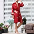 thumbnail image 5 of Dengjunhu 2Pcs Mens Satin Robe Lightweight Silk Spa Bathrobe with Shorts Nightgown Long Sleeve House Printed Bathrobe Set, 5 of 7