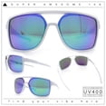 thumbnail image 2 of Mens Wrap Arm Oversized Sport Rectangle Mirror Lens Plastic Sunglasses White - Teal Mirror, 2 of 7