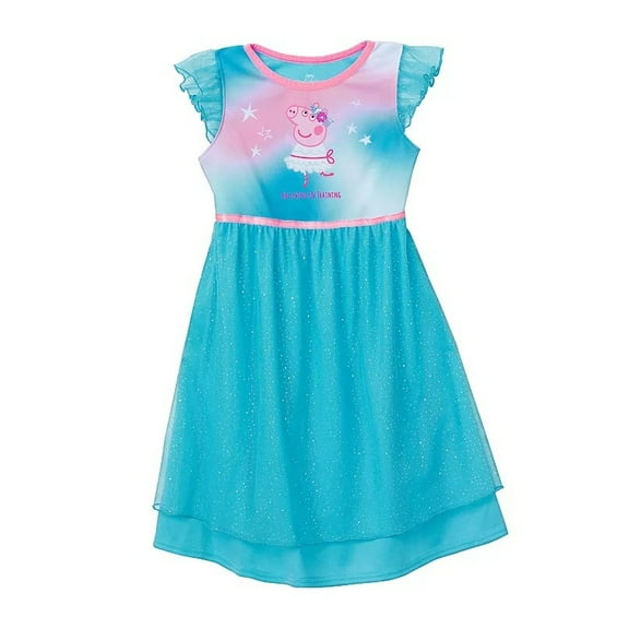 Peppa Toddler Girl's Blue Ballerina In Training Tulle Nightgown, Size 3T