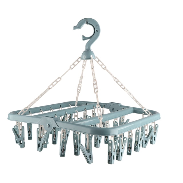 Colgador De Ropa Interior, Clip Para Ropa, Se Puede Plegar Y Almacenar Con 32 Clips Gancho A Prueba De Viento Cuatro Cadenas Asegúrese De Que El Equilibrio Para Calcetines Ropa De