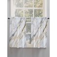 thumbnail image 3 of Tier Curtains 45 Inches Long, Marble White Gold Window Treatment Curtain Drapes, Modern Abstract Geometric Window Half Privacy Curtains for Bedroom Bathroom, 42"x45", 2 Panels, 3 of 7
