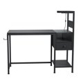 thumbnail image 4 of Black 48" Computer Desk with Power Outlet &amp; USB Ports, Home Office Workstation, Metal Frame, Study Table with Storage Shelves for Bedroom/Office, 4 of 12