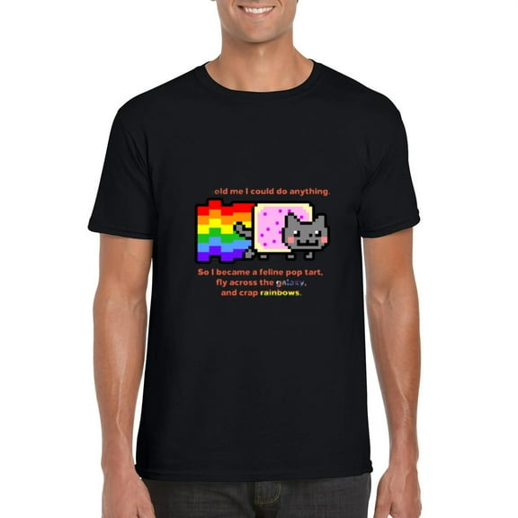 Nyan Rainbow Cat Pop Tart Flying Space Meme Internet T-Shirt, for men & women, up to size 5XL