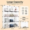 thumbnail image 3 of Portable Storage Cube Organizer, 12-Cube Shelves Units, Closet Cabinet with Doors, DIY Plastic Modular Book Shelf, Ideal for Bedroom, Living Room, Office, 42.5" L × 14" W × 55.9" H, Transparent White, 3 of 7