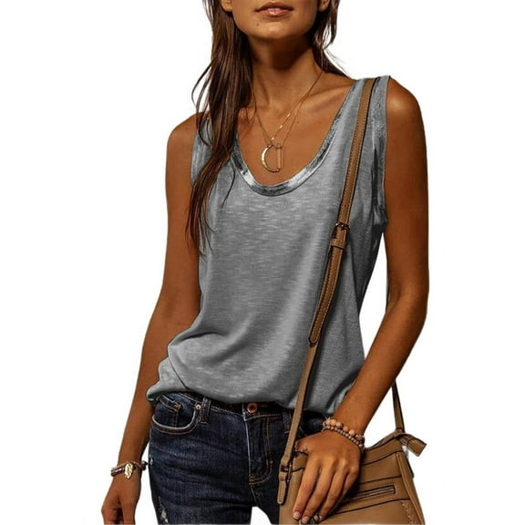 V Neck Tops Gray XXL