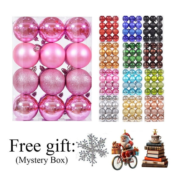 EGNMCR 24Pcs Christmas Balls Ornaments for Xmas Christmas Tree - Christmas Tree Decorations Hanging Ball for Holiday Wedding Party Decoration (Pink, 3CM)