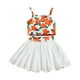 thumbnail image 4 of Vestido Para Niñas, Ropa Para Niñas Pequeñas, Moda Para Niños Pequeños, Estampado De Flores Lindas, Lcae, Falda Calada, Tirantes, Traje Superior Blanco Odeerbi LM103-8892, 4 of 9