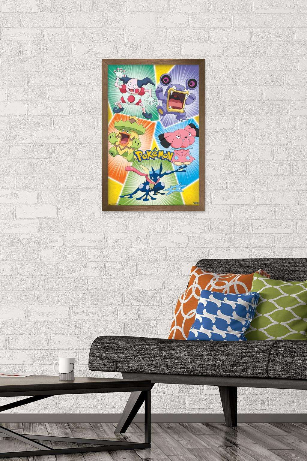 Pokemon - Animation Group Wall Poster, 14.725" x 22.375", Framed