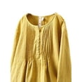 thumbnail image 2 of Oucaili Ladies T-shirt Crew Neck Tops Pleated Blouses Casual Tunic Blouse Dailywear Pullover Yellow S, 2 of 5