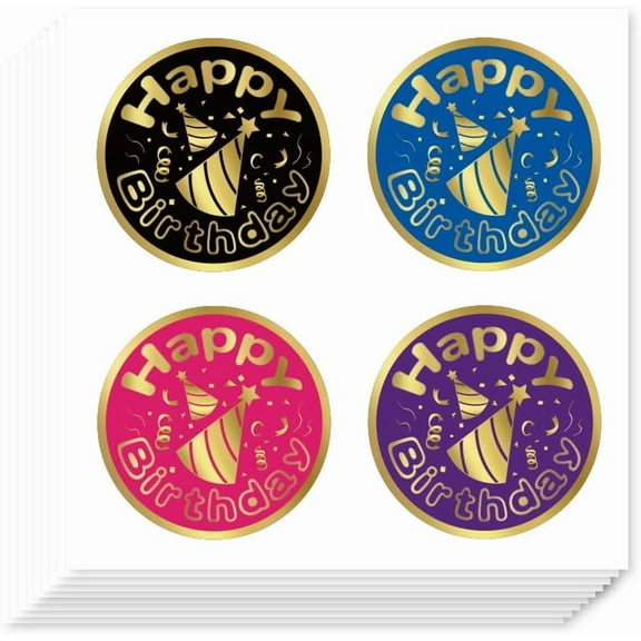 80 Pieces Self-Adhesive Happy Birthday Labels Stickers 0.5 Inch Birthday Stickers