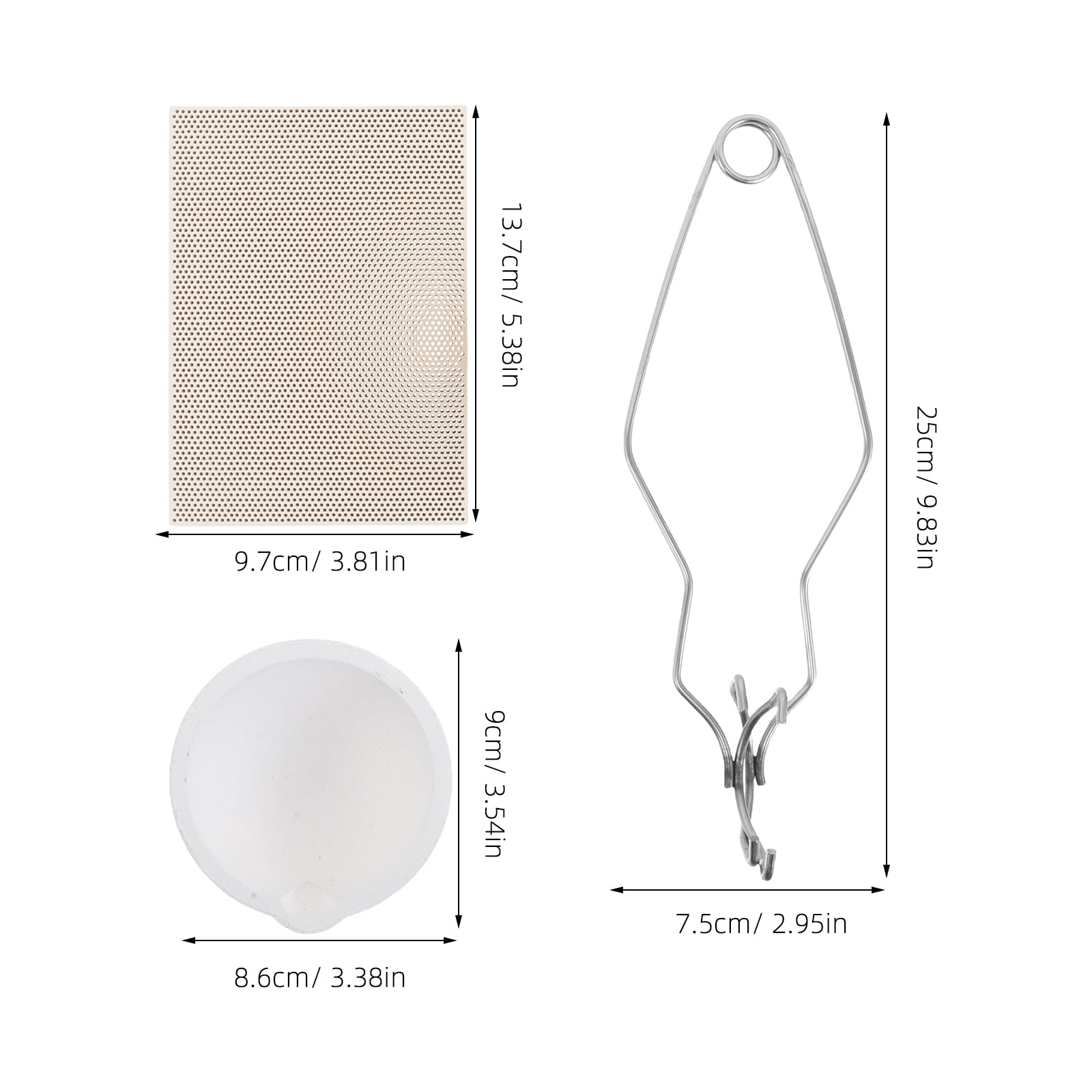 WHAMVOX 1 Set Melting Crucible Bowl Ceramic Dish Set Includes Honeycomb Soldering Board Plate and Tong Handle for Melting Metal Crafting