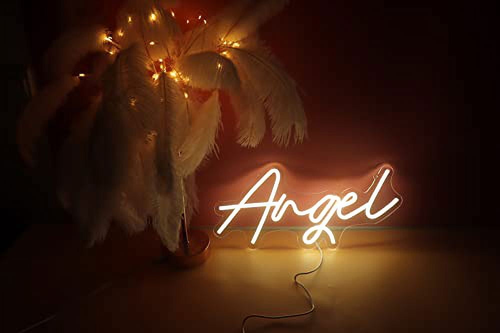 18.11x13.39 Angel wing pink Neon Light Sign LED Night Lights USB Operated  Decorative Marquee Sign Bar Pub Store Club Garage Home Party Decor 