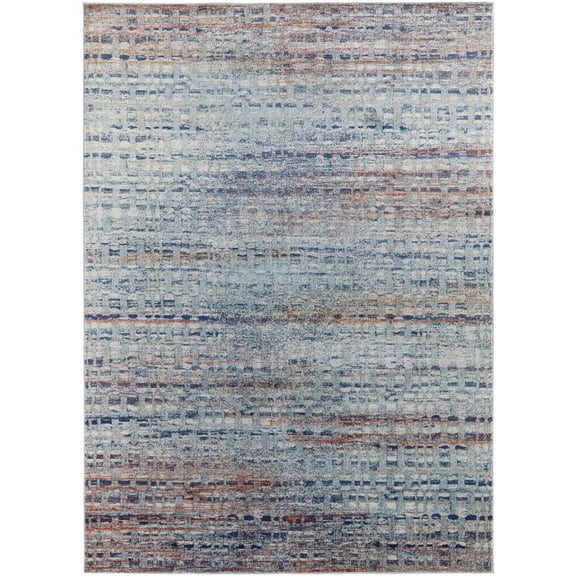 Feizy Edgemont Modern Abstract, Blue/Ivory/Orange, 10' x 14' Area Rug Easy Care Stain Resistant Fade Resistant Casual Geometric Floor Rug for Living room Bedroom