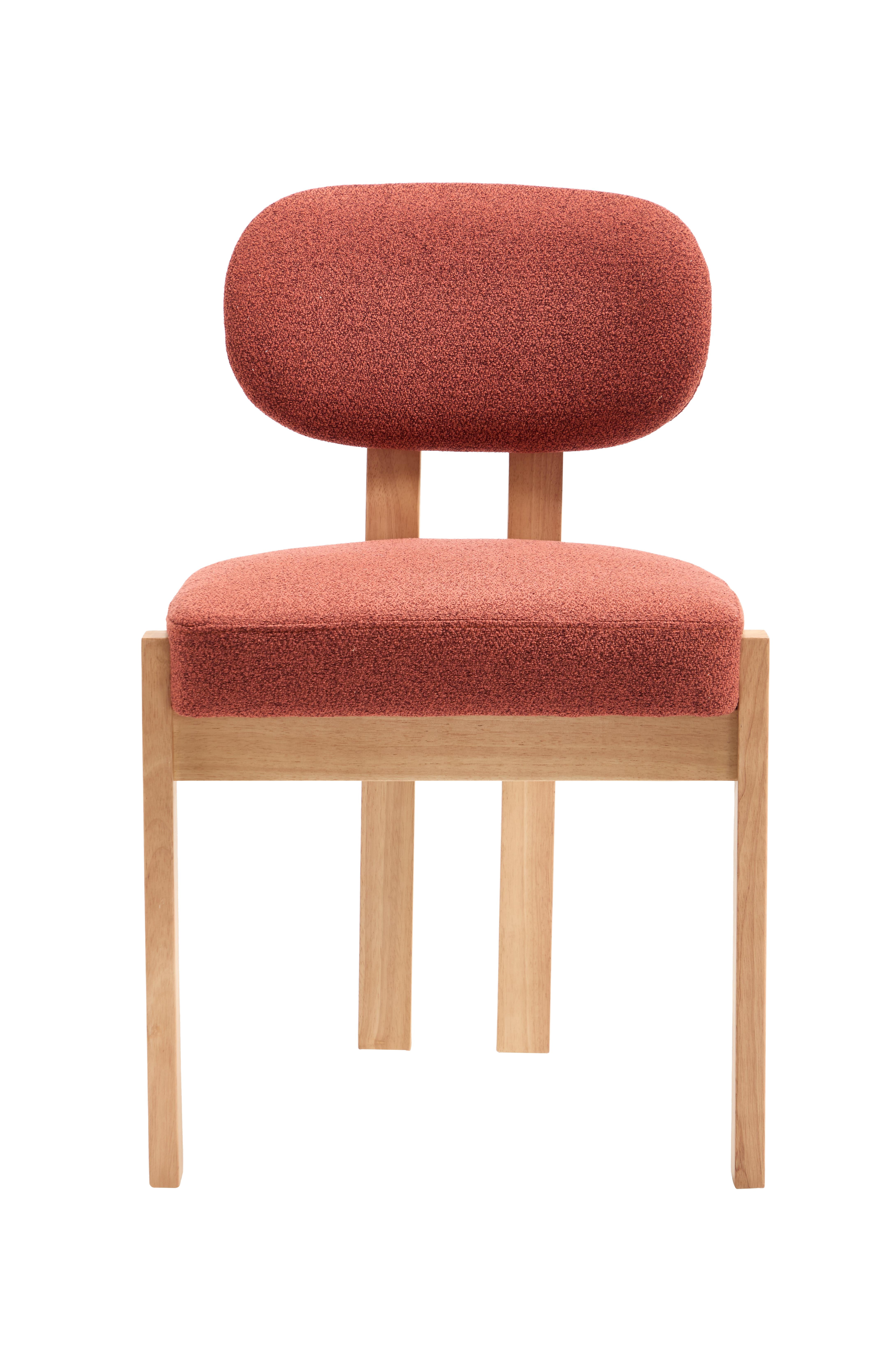 PORKISS Upholstered Dining Chairs Set of 2, Mid-Century Kitchen Chairs with Solid Wood Legs and Cushioned Wingback for Kitchen, Dark Orange