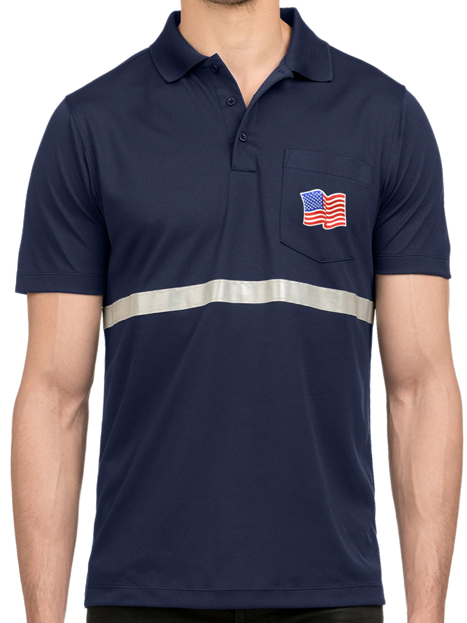 Mens Premium US Waving Flag Patch Polo 