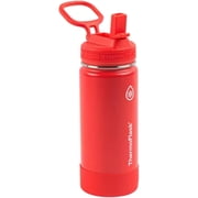 ThermoFlask 16oz Stainless Steel Water Bottle, 2-Pack, Red and Aquamarine