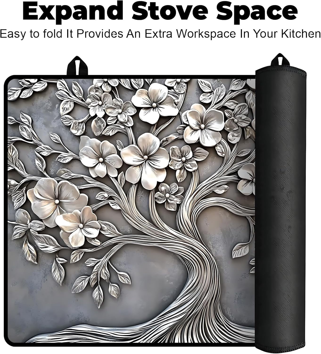 Heat-Resistant Glass Stove Top Cover with Anti-Slip Rubber Coating – Electric Stove Protector, Scratch-Resistant, Expands Counter Space, Stylish Kitchen Decor (Tree)