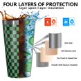 thumbnail image 3 of 16oz Tumblers Green and Black Checkerboard Pattern Stainless Steel Vacuum Insulated Double Wall Travel Tumbler Cups Mug with Lid and Straw,Cleaning Brush for Coffee,Tea, 3 of 4