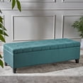 thumbnail image 2 of Mission Fabric Storage Ottoman, Dark Teal Dimensions: 19.25”D x 50.75”W x 16.25”H, 2 of 8