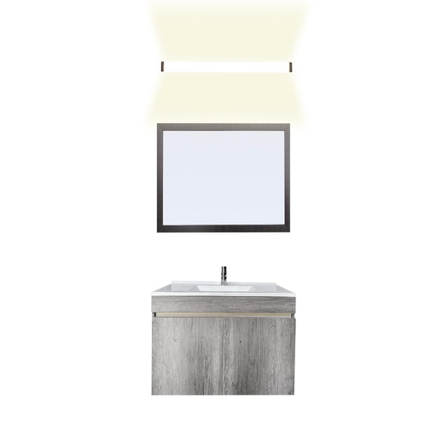 Gabinete De Baño Con Lavabo VINVENT Con Espejo Y Lampara