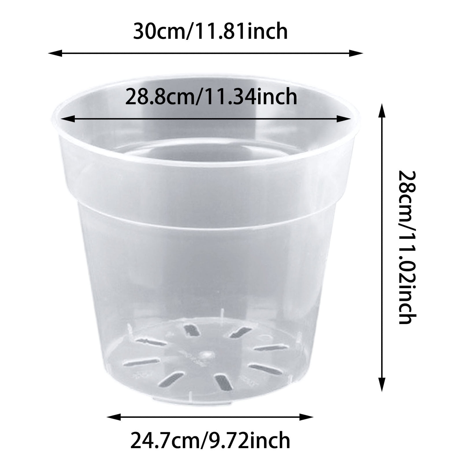 5 Pack 11.8 Inch Clear Nursery Pots, Transparent Pots with Drainage Holes, Starting Containers for Succulents Orchids Indoor Outdoor Gardening