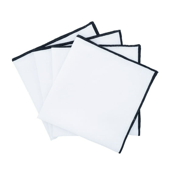Linen Napkins With Black Stitch Edges, Set of 4