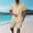 Beige, variant on WWV Short Set for Men Lapel Short Sleeve Button Shirt Mid Waist Shorts Outfits Solid Color Casual Loose Fit Holiday Leisure Suit Beige L