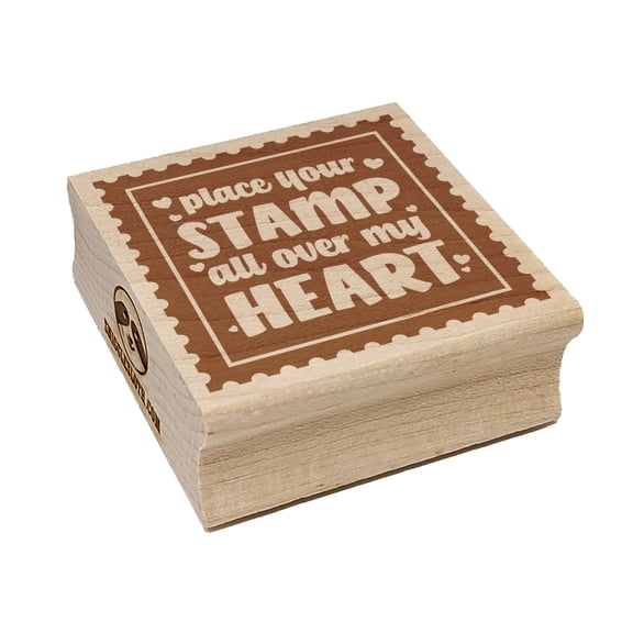 Place Your Stamp All Over My Heart Love Valentine's Day Square Rubber Stamp Stamping Scrapbooking Crafting - Small 1.25in
