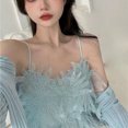 thumbnail image 2 of Faithtur Women Knit Tank Tops, Flower Pattern Spaghetti Strap V-neck Camisole, 2 of 7