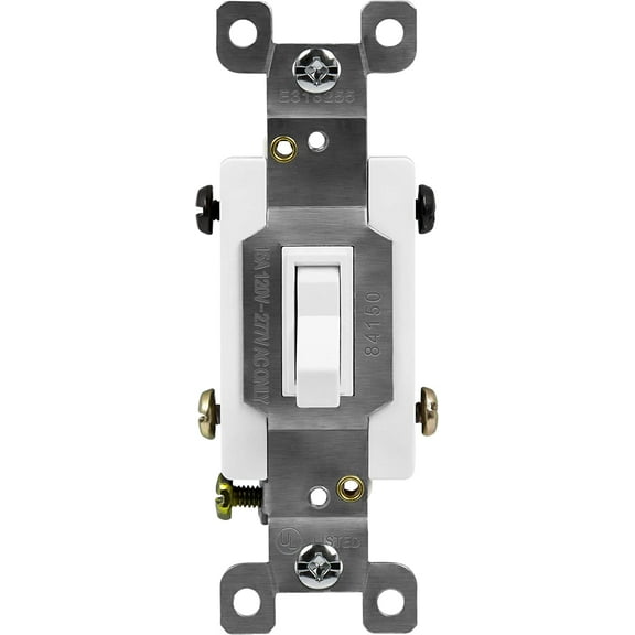ENERLITES 4-Way Toggle Light Switch, Four Way, Side Wiring, Copper Wire Only, Grounding Screw, Residential Grade, 15A 125VAC 60Hz,UL Listed, 84150-W, White