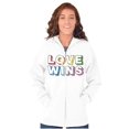 thumbnail image 3 of Inspirational Love Wins Rainbow Unisex Fleece Graphic Zip Up Hoodie Brisco Brands 4X, 3 of 5
