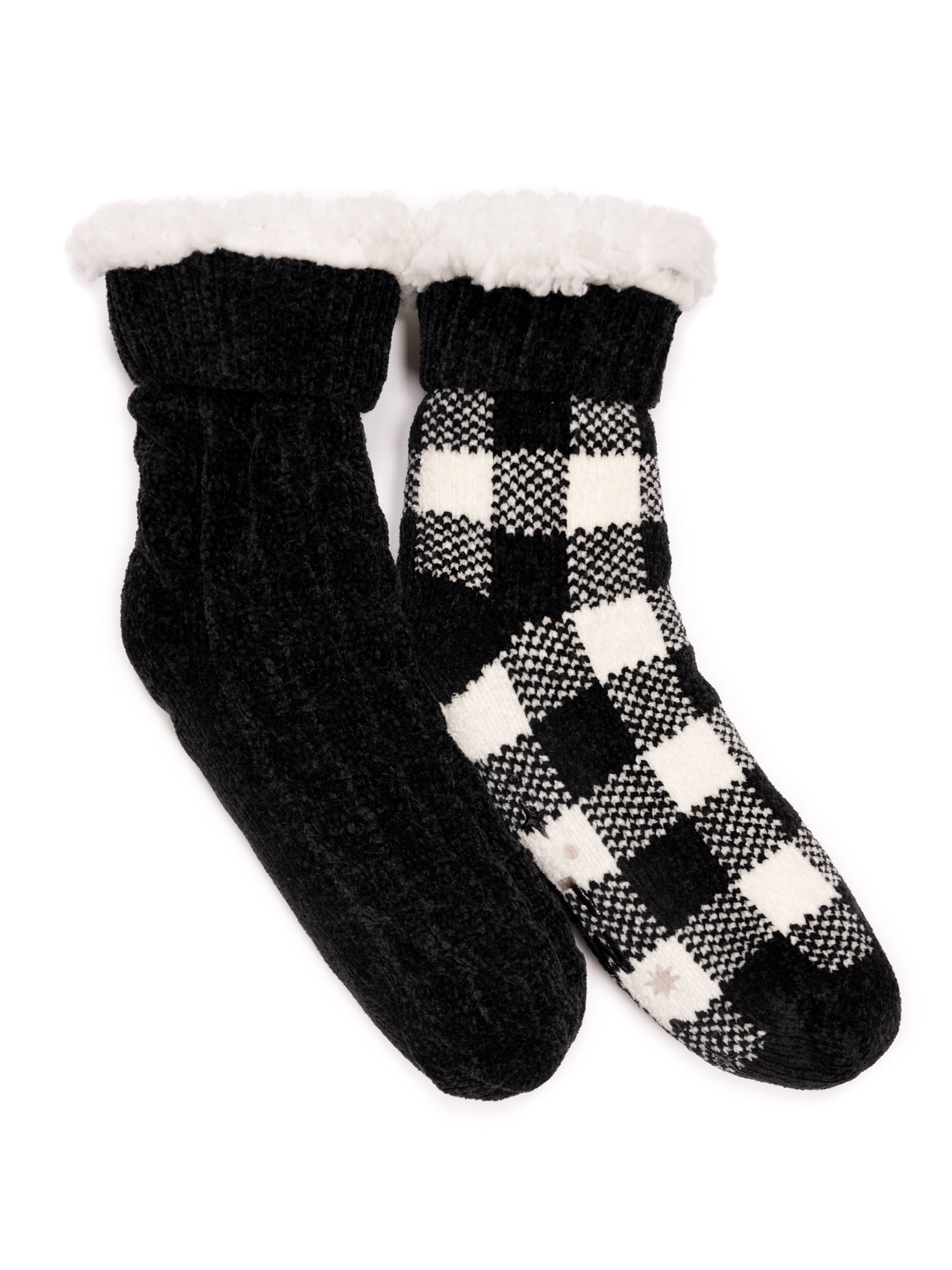 MUK LUKS Women's Tall Rib Cuff Cabin Socks, 2-Pack, S-XL