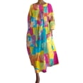 thumbnail image 1 of Hamky Robe T-Shirt Robe Midi Robe à Manches Longues Robe Ample à Col Rond Mode Senior Robe Imprimée à Manches Longues Robe à Col en V Robes d'Automne Robes pour Femmes Robe Rose TTG, 1 of 4