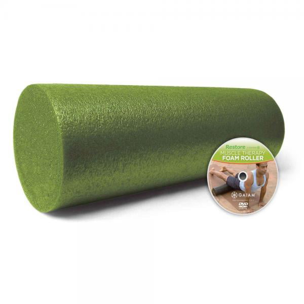 18 Inch Gaiam Restore Foam Roller with Self-Guided Exercise Illustrations Printed on Massage Roller