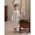 thumbnail image 3 of Spring Autumn Girls' Knitted Pleated Dress British Style O-Neck Half Sleeve Childrens Dresses Optional Striped Cardigan Sweater, 3 of 6