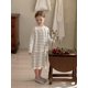 thumbnail image 3 of Vestido plisado de punto para niña, vestidos de media manga con cuello redondo de estilo británico, cárdigan a rayas opcional, primavera y otoño, 3 of 6