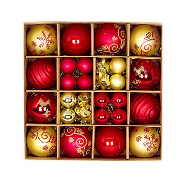 CAIROYAR Adorno para árbol de Navidad, juego de 132 piezas de decoración para árbol de Navidad, dorado y rojo
