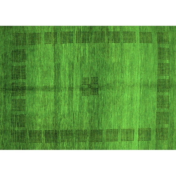 Ahgly Company Indoor Rectangle Abstract Green Modern Area Rugs, 2' x 5'
