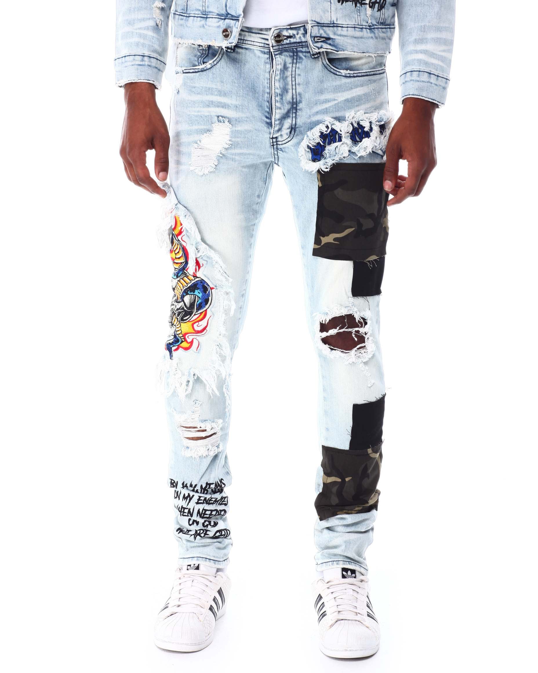 Amiri Jeans With Decorative Chains in Blue for Men