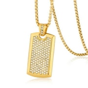 RapzGz Iced Out Dog Tags Pendant Necklace for Men Women 18K Gold Plated Stainless Steel Personalized Hip Hop Military Army Style Diamond CZ Charm Jewelry, Ideal Gift for Him & Her