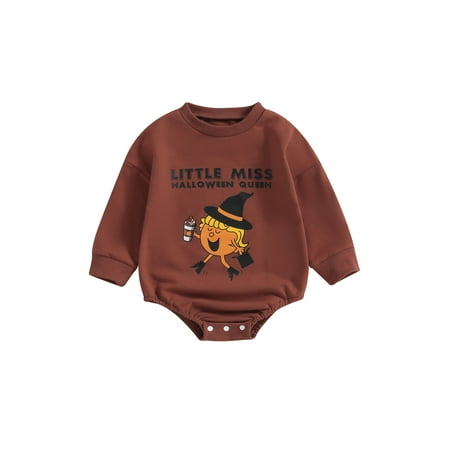 

Emmababy Cute Halloween Baby Girls Romper with Pumpkin Print and Long Sleeves