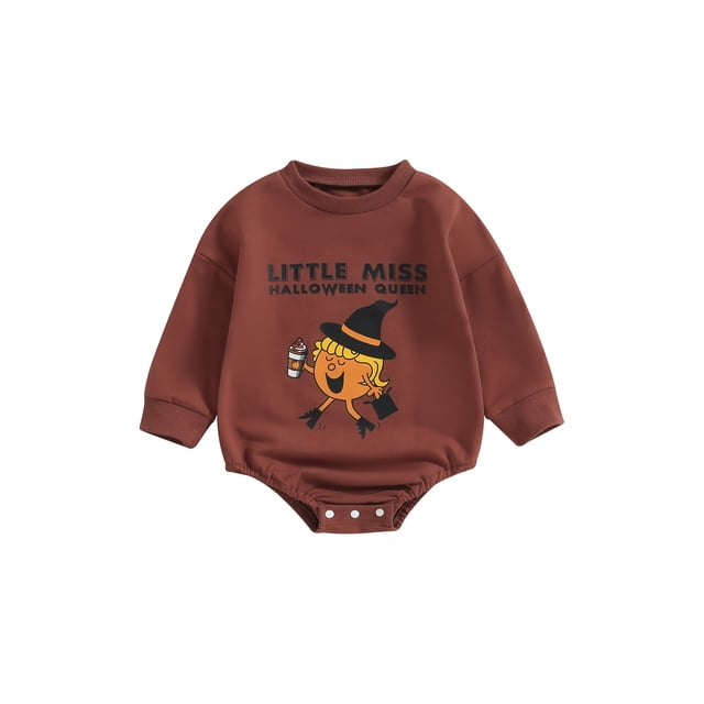 Fortune Baby Girls Fall Romper Infant Long Sleeve Letters Pumpkin Print Bodysuits Tops