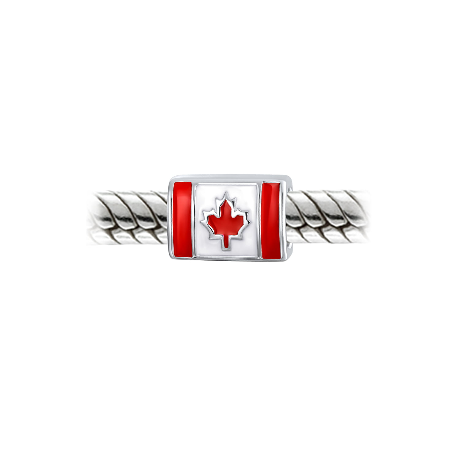 Canada Flag Red Maple Leaf Patriotic Charm Bead For Women For Teen 925 Sterling Silver Fits European Bracelet