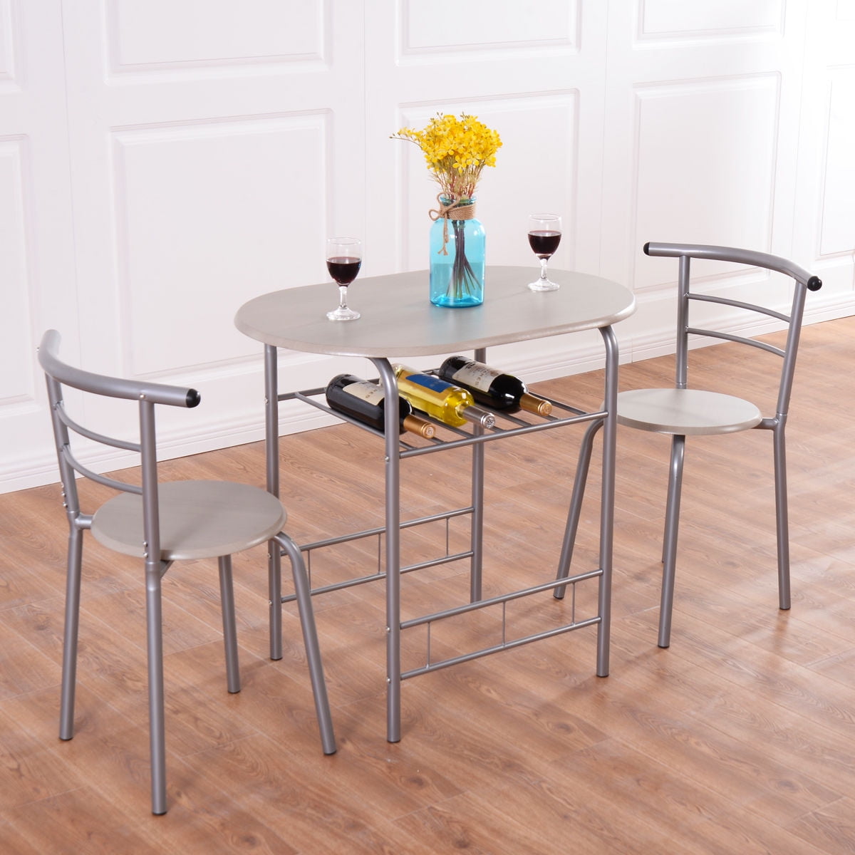 Costway 3 Piece Dining Set Table 2 Chairs Bistro Pub Home Kitchen Breakfast Furniture Walmartcom Walmartcom