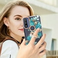 thumbnail image 4 of TECH CIRCLE MOTO G pure Case,360 Rotatable Flower Pattern Shiny Ring Holder Kickstand Soft TPU Girls Women Case Shockproof Protective Phone Case for Motorola MOTO G pure 2021 6.5",Green, 4 of 4